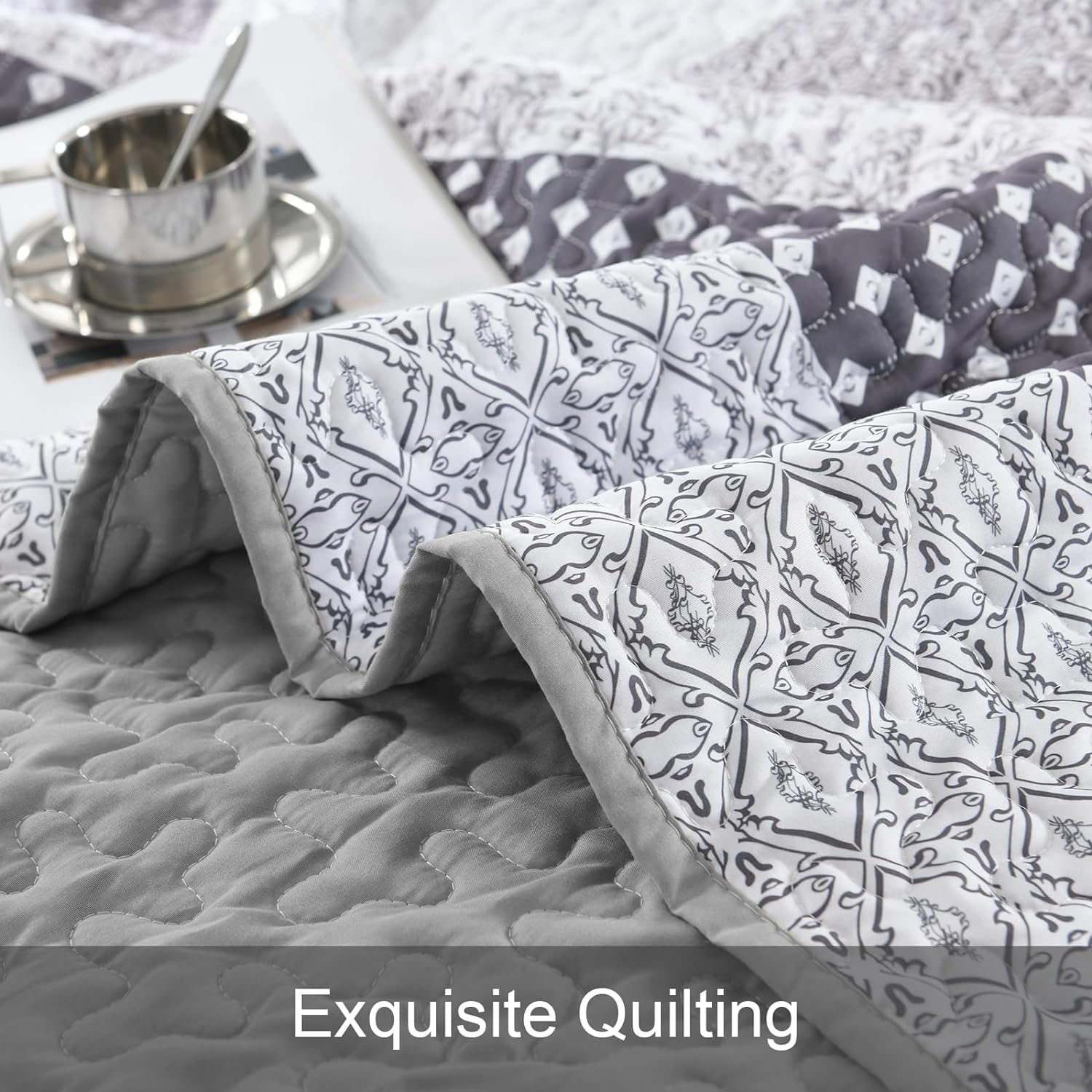 WONGS BEDDING all-season quilt laid out in bedroom setting