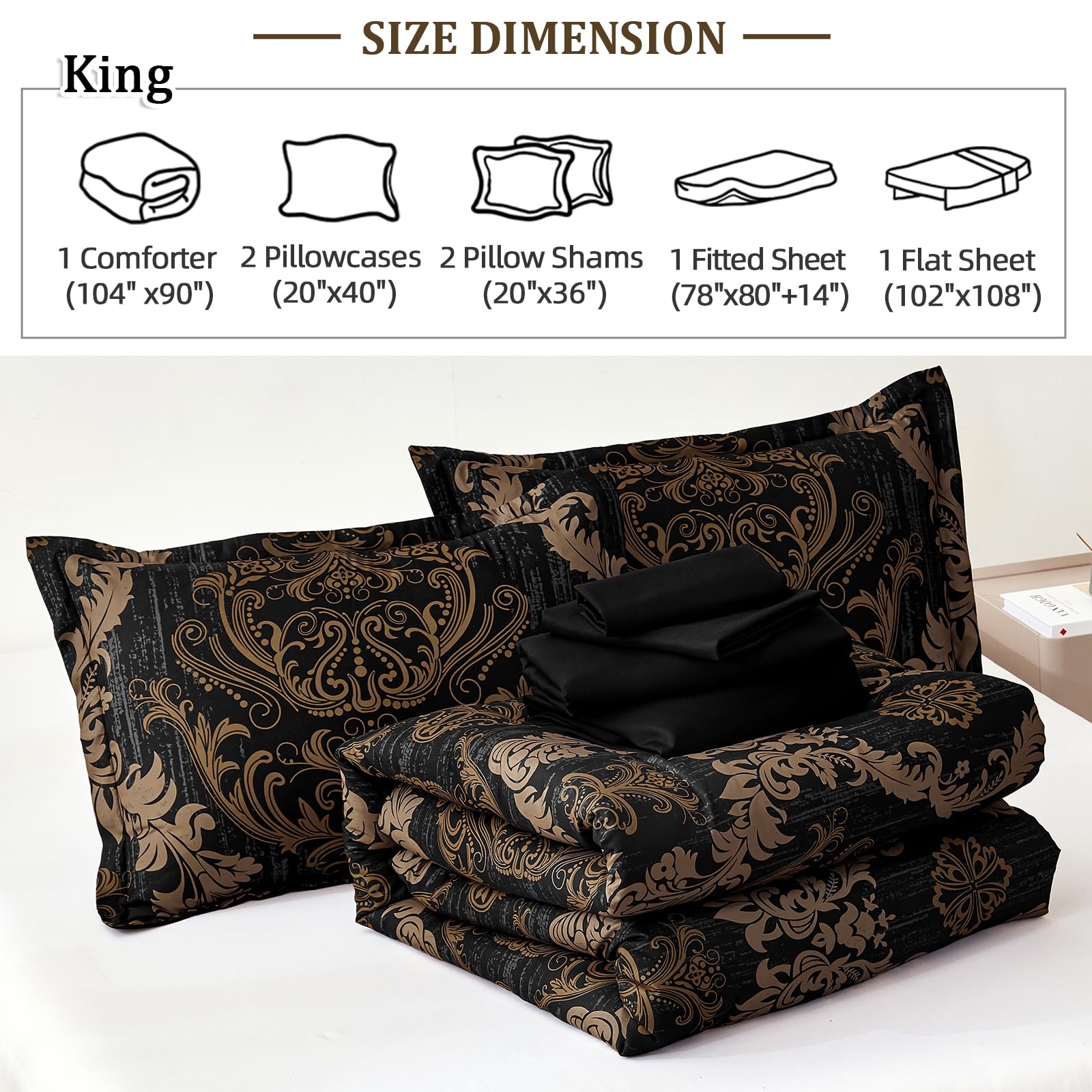 WONGS BEDDING bed-in-a-bag on bed demonstrates complete 7-piece set for quick styling and refresh.