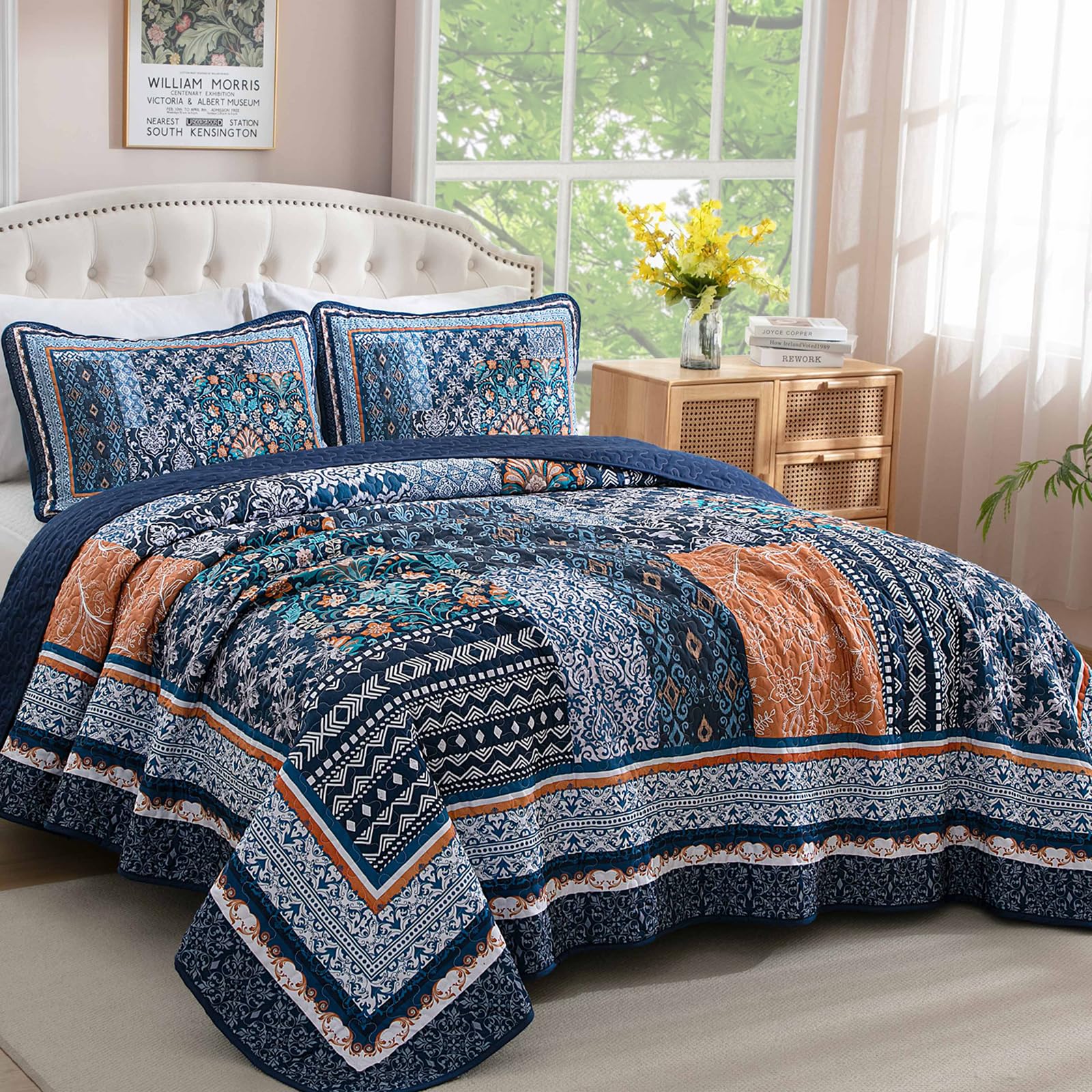 WONGS BEDDING bohemian patchwork pattern adds romantic flair to any bedroom.