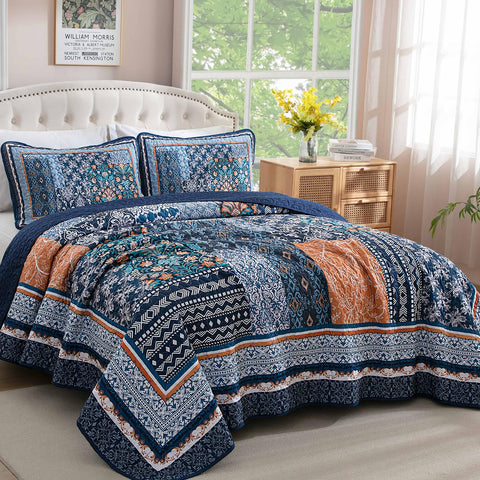 WONGS BEDDING bohemian patchwork pattern adds romantic flair to any bedroom.