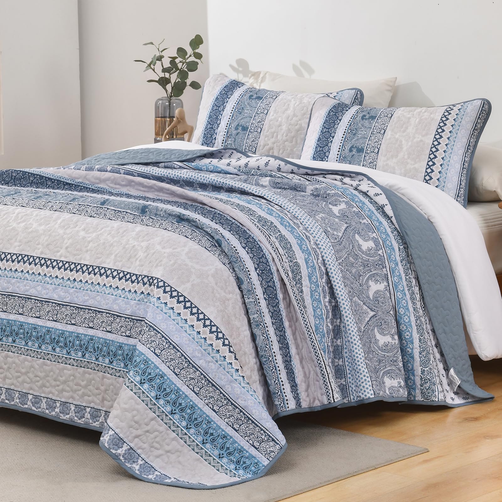 WONGS BEDDING Bohemian pillow shams close-up showing vibrant stitching