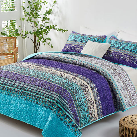 WONGS BEDDING close-up stitching highlights vibrant Bohemian details.