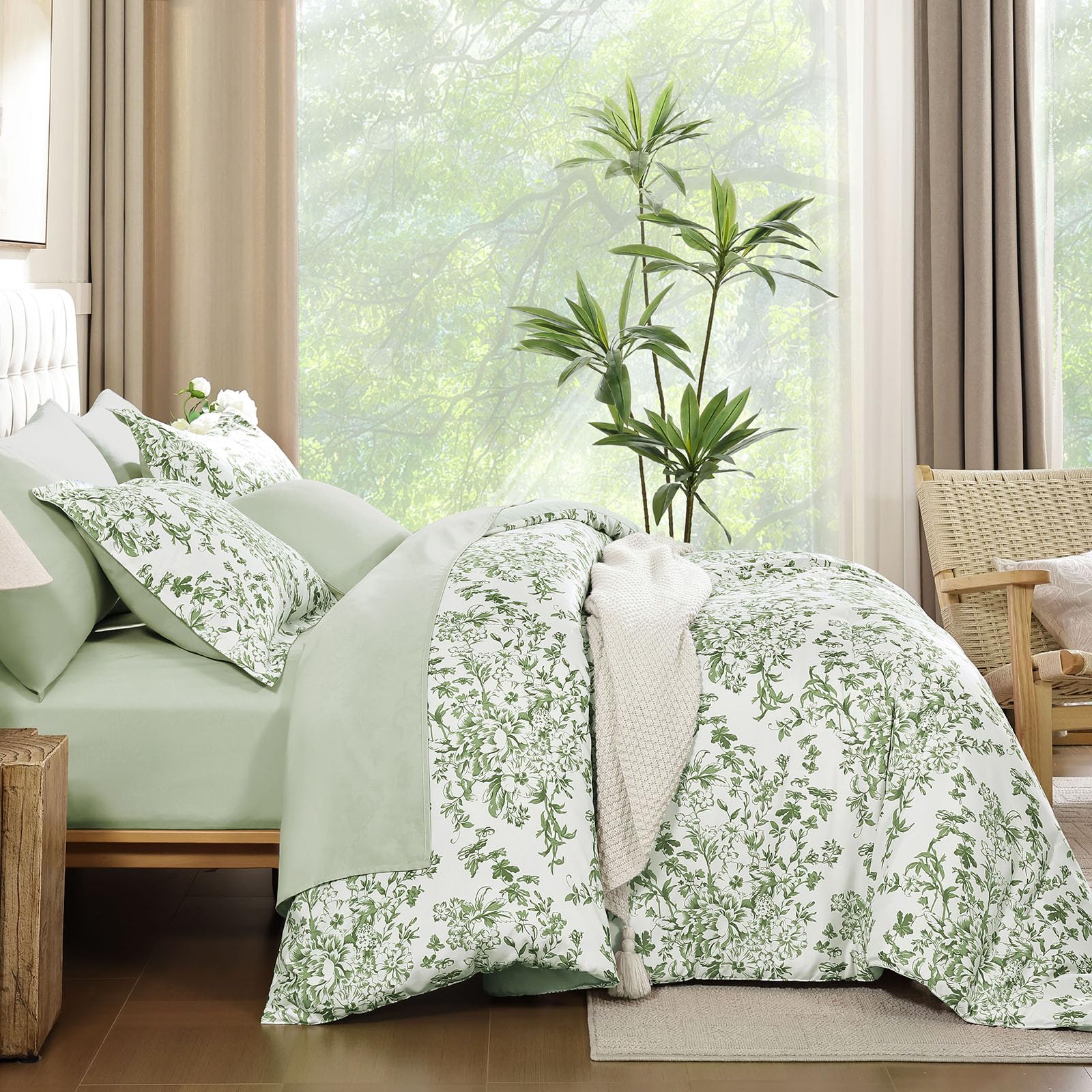 WONGS BEDDING vivid sage tones brighten bedrooms with botanical charm.