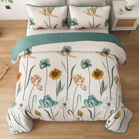WONGS BEDDING floral quilt stitching detail showing durable quilting