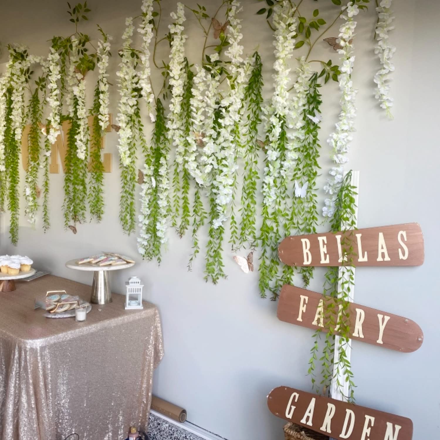 WONICE artificial wisteria vines with durable wire stems, easy to shape