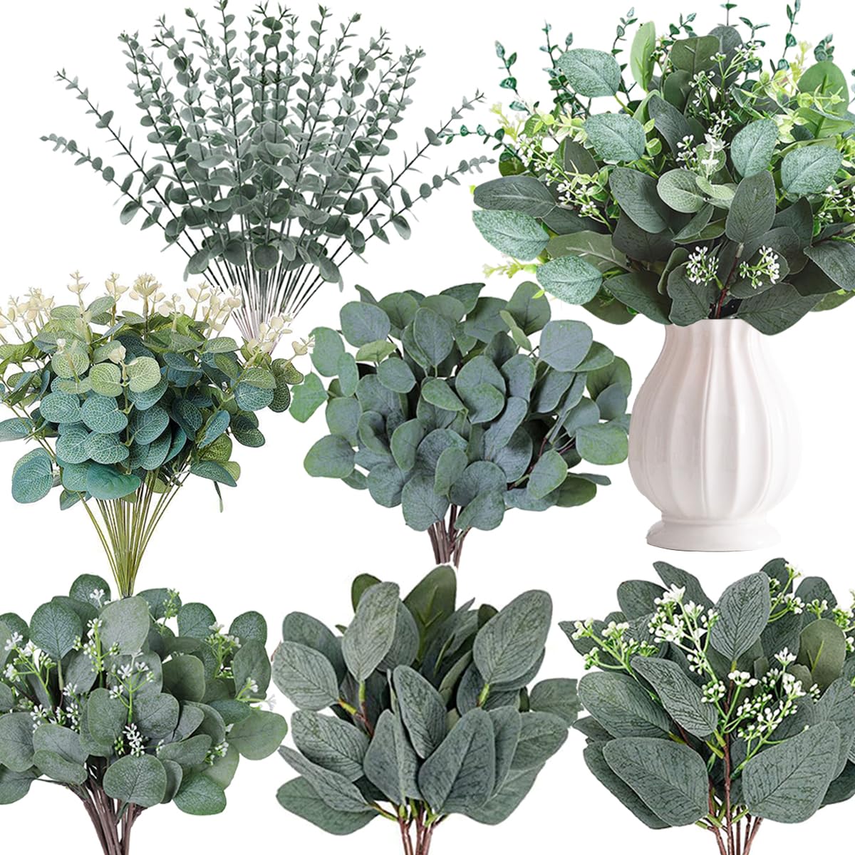 WONICE silver-dollar eucalyptus leaves 12in for elegant wedding centerpieces and lasting decor.