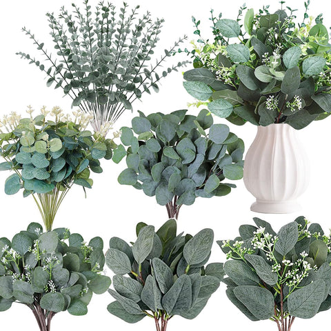 WONICE silver-dollar eucalyptus leaves 12in for elegant wedding centerpieces and lasting decor.