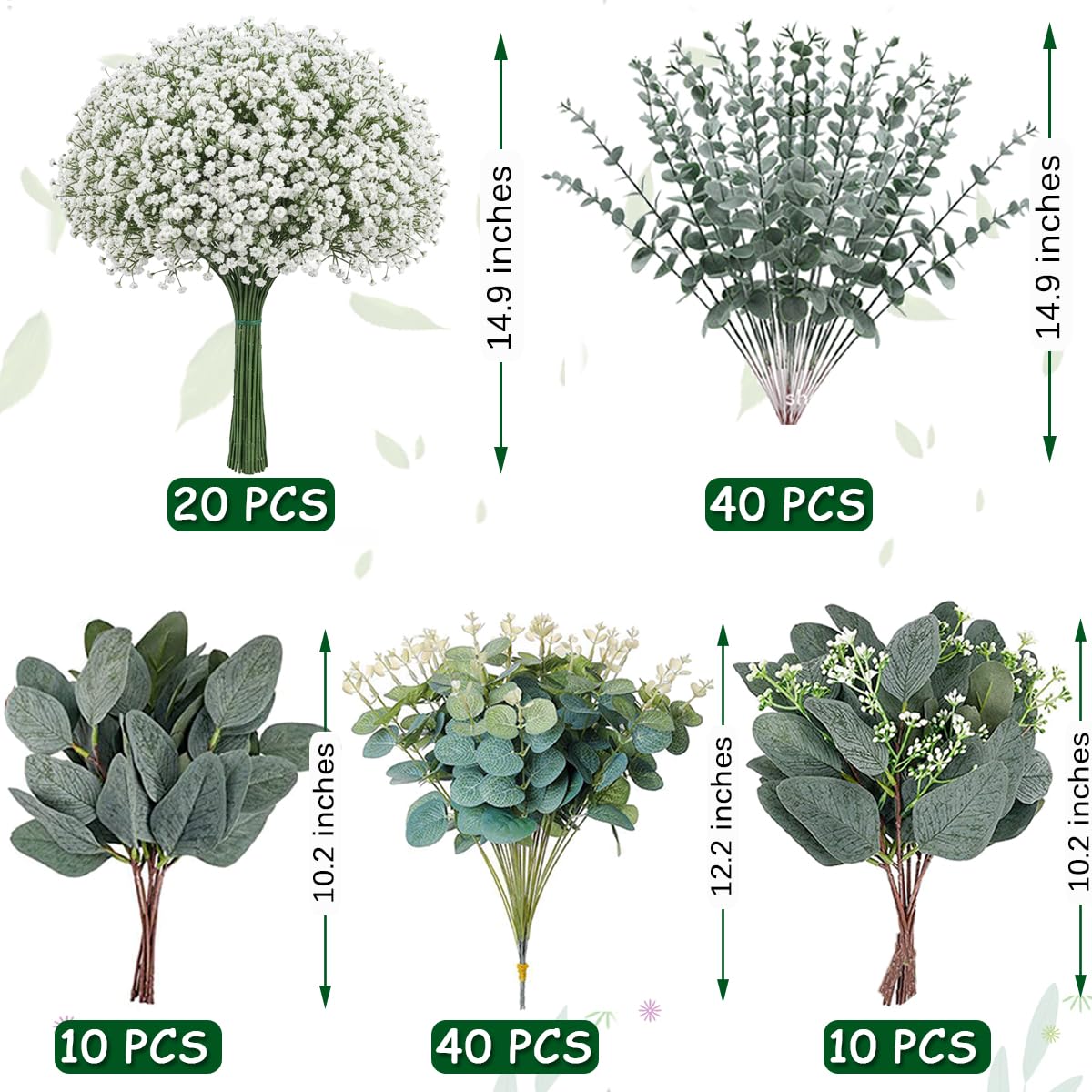 WONICE large eucalyptus stems 26 cm for bold focal accents