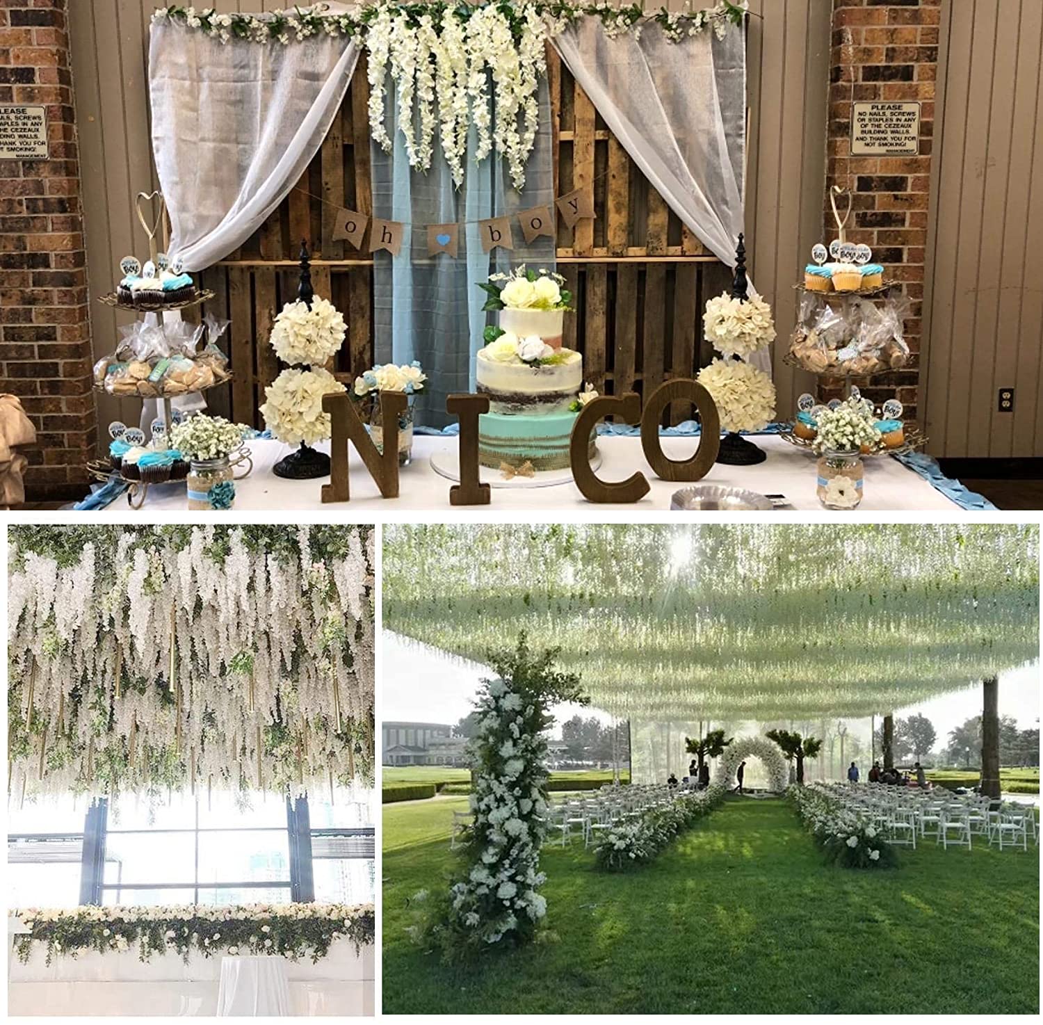 WONICE wisteria garland multi-pack available in 6-12-24-36 pieces