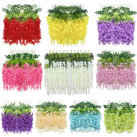 WONICE realistic wisteria garland with plush petals for decor