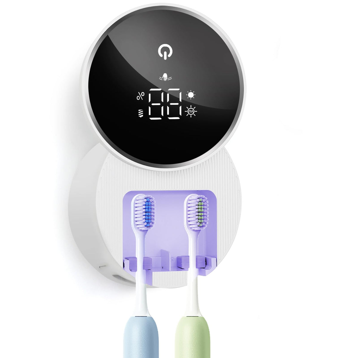 WONICO toothbrush sanitizer holder with automatic lid for hands-free hygiene.