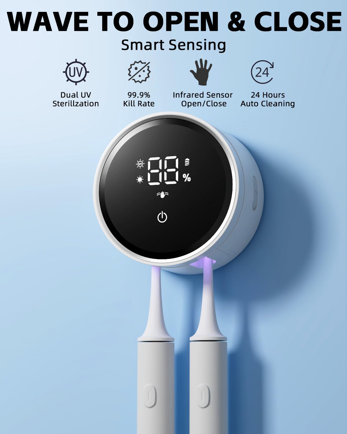 WONICO UV cleaning chamber keeps bristles clean between uses.