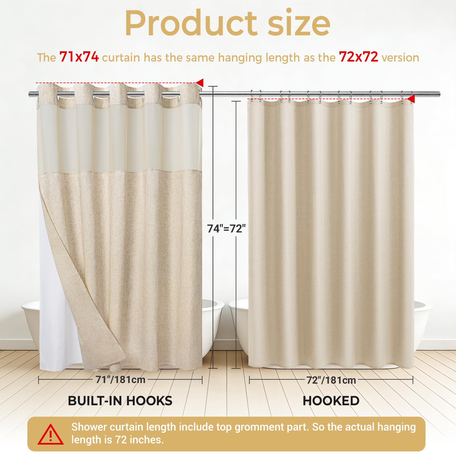Wonicy beige shower setup in a bright bathroom setting.