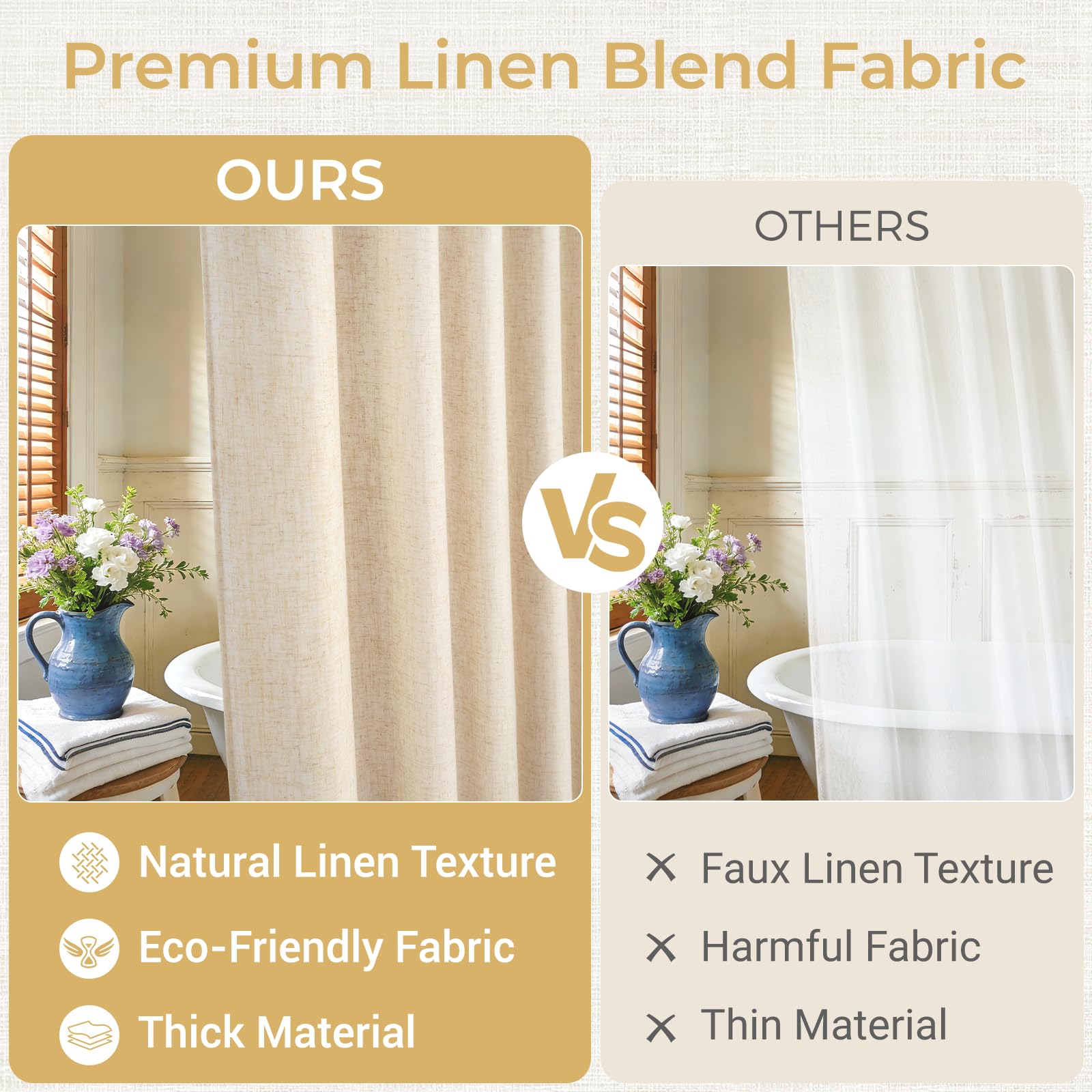 Close-up of Wonicy weave showing linen-inspired texture and wrinkle resistance.