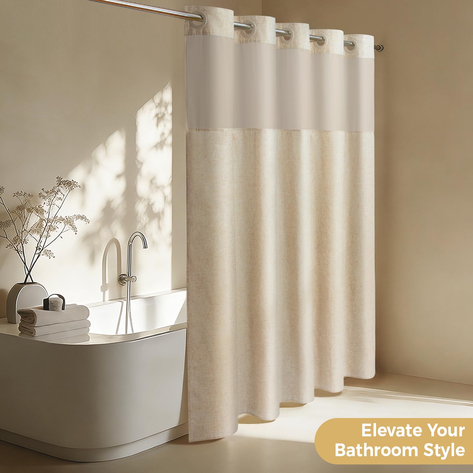 Machine-washable Wonicy fabric for easy bathroom upkeep.