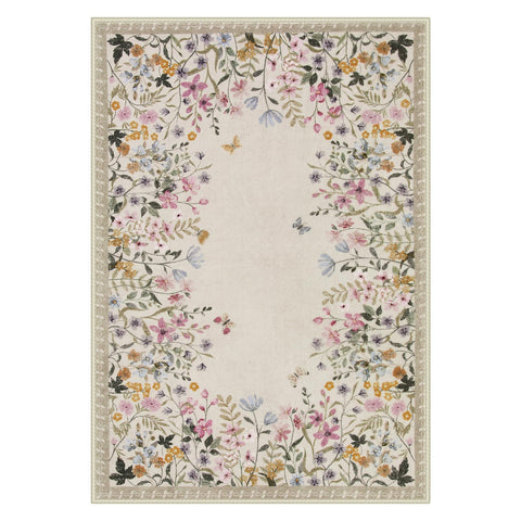 Wonnitar entry and dorm floral rug provides quick-clean versatility for busy spaces.
