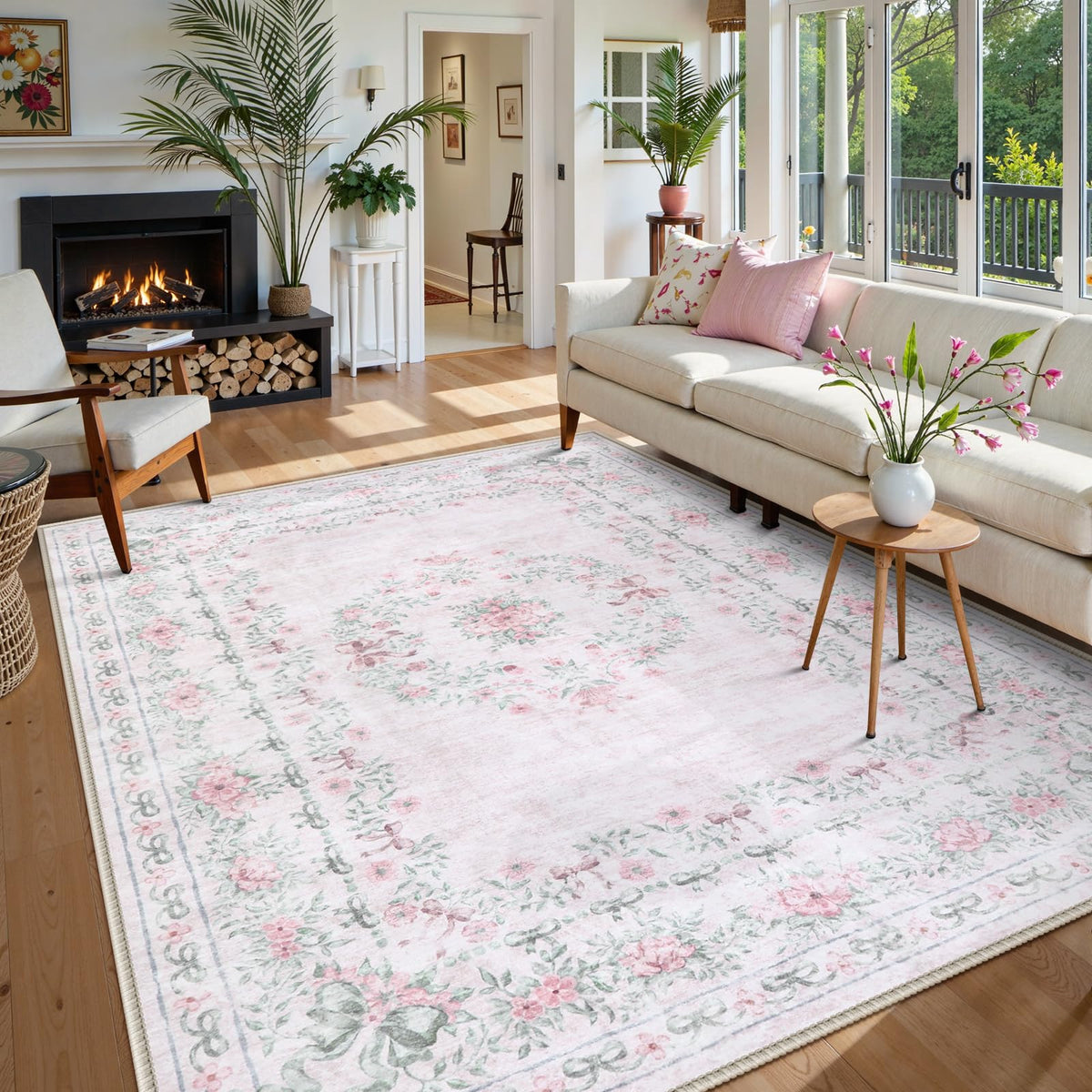 Wonnitar floral bow print 8x10 rug adds playful, cozy charm to any room