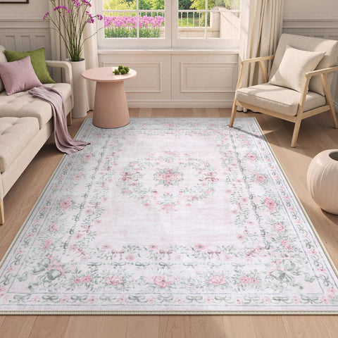 Wonnitar light pink boho rug brightens living areas with soft texture