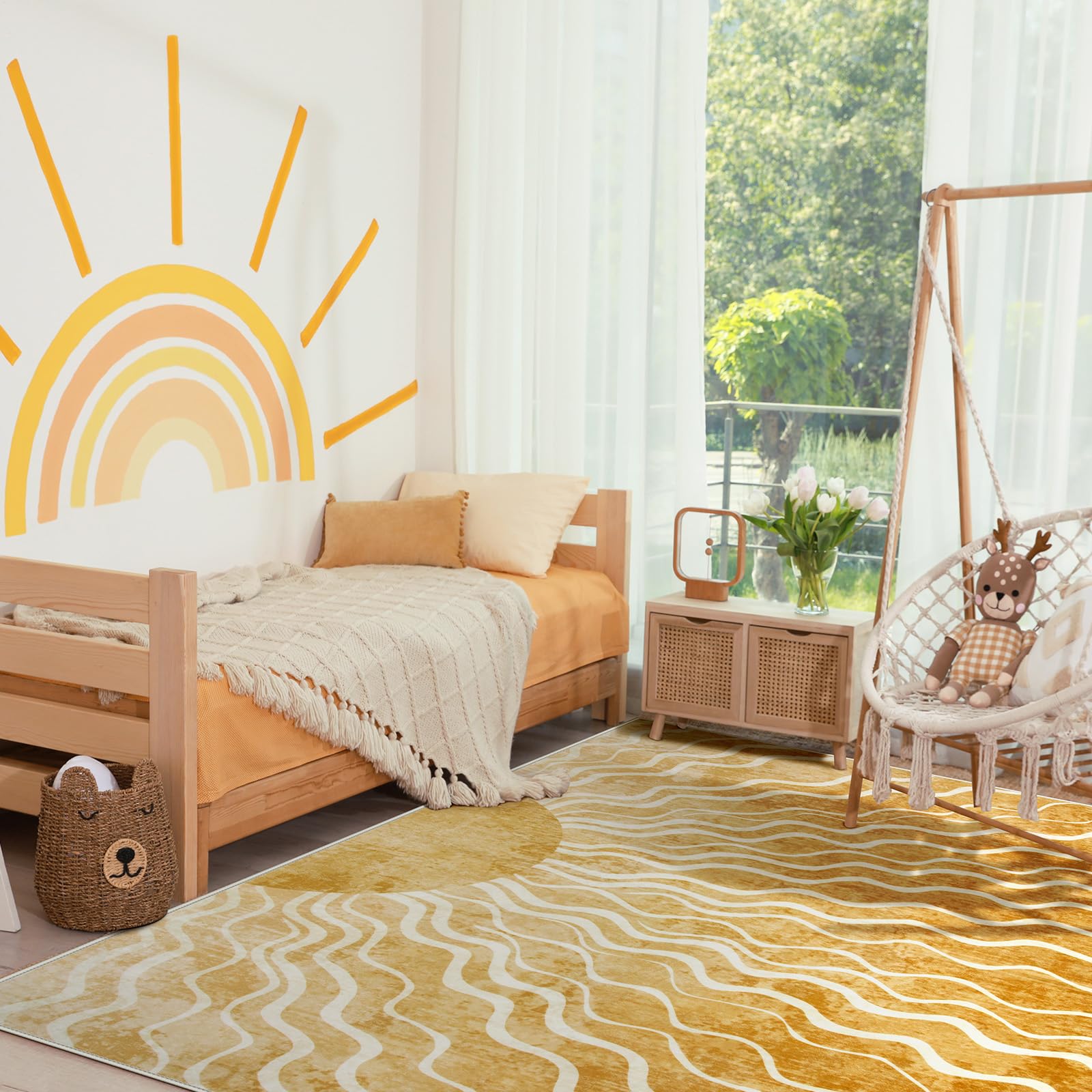 Wonnitar machine washable rug ready for quick, simple cleanup