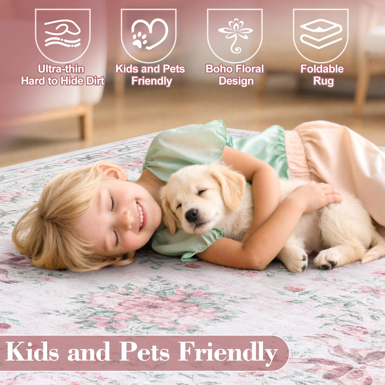 Wonnitar soft velvety texture delivers gentle foot feel in nursery and bedroom
