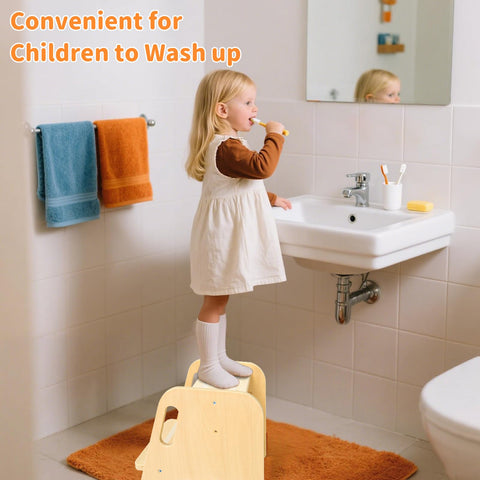 WOOD CITY Step Stool anti-slip pads prevent slipping on wet surfaces.