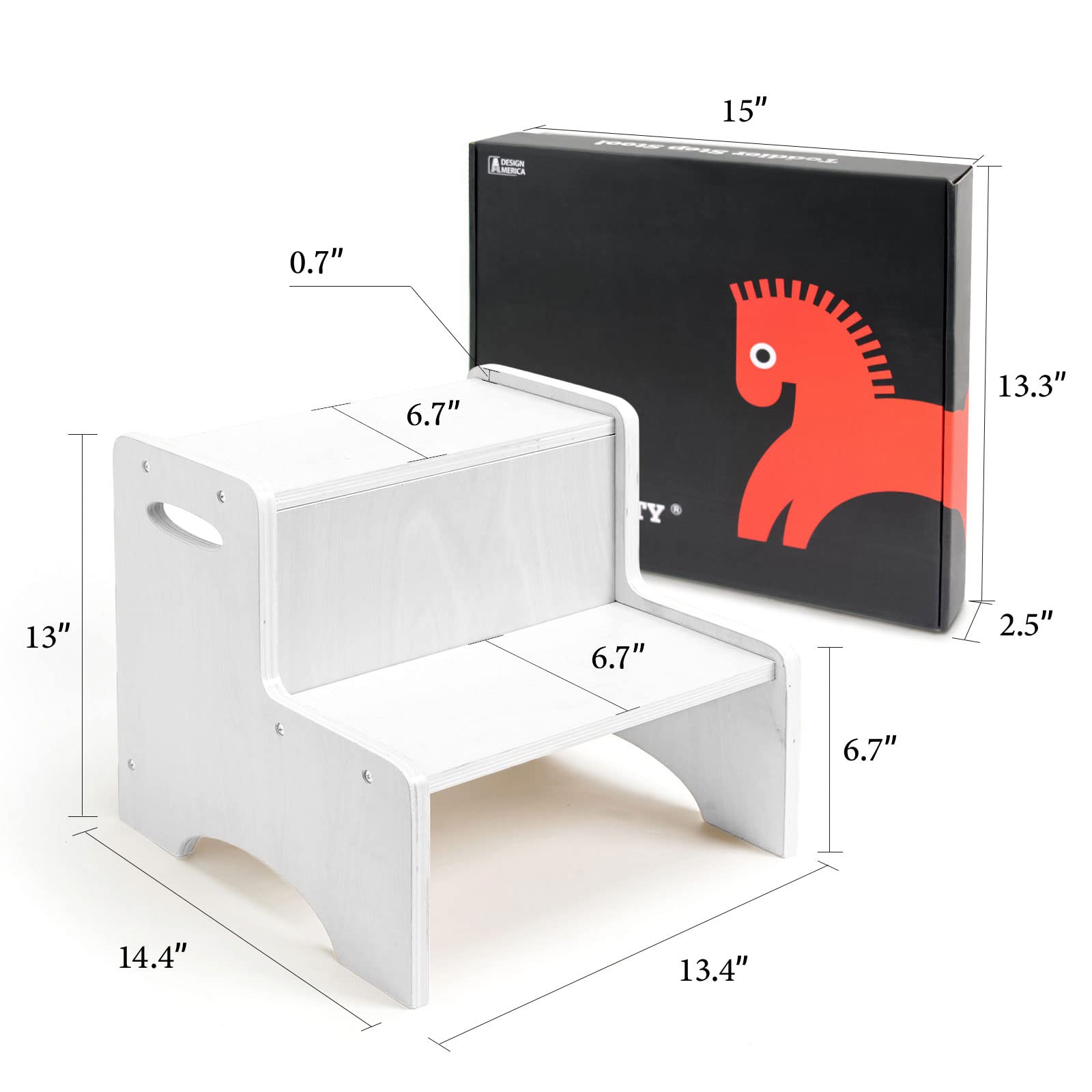 WOOD CITY Toddler Step Stool ready for use after simple assembly