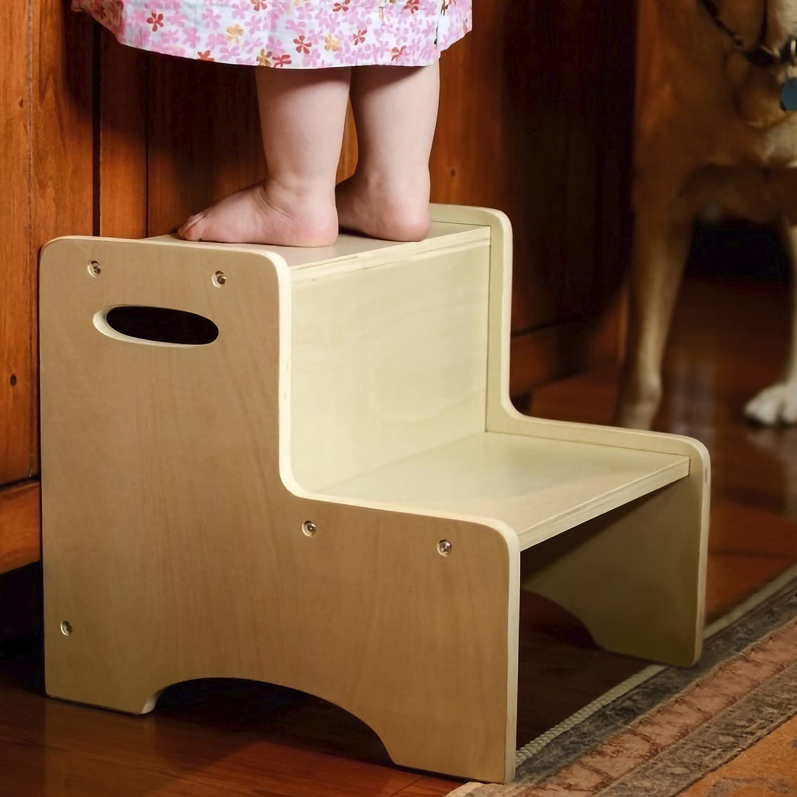 Wood City toddler step stool assembly instructions visible