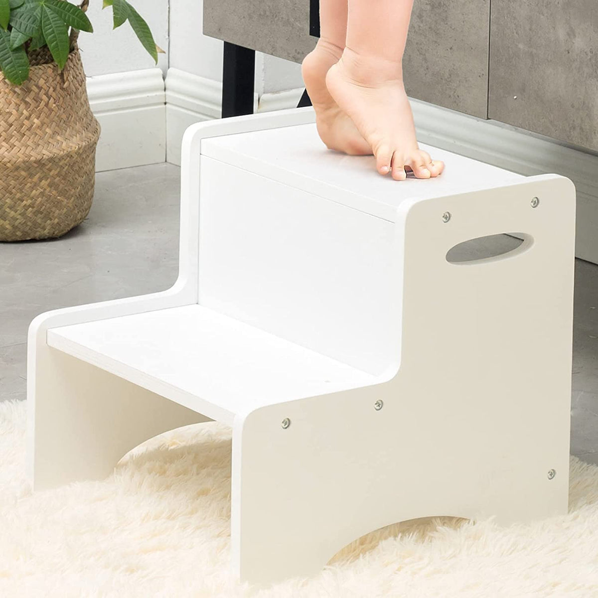 WOOD CITY Toddler Step Stool side view for potty training