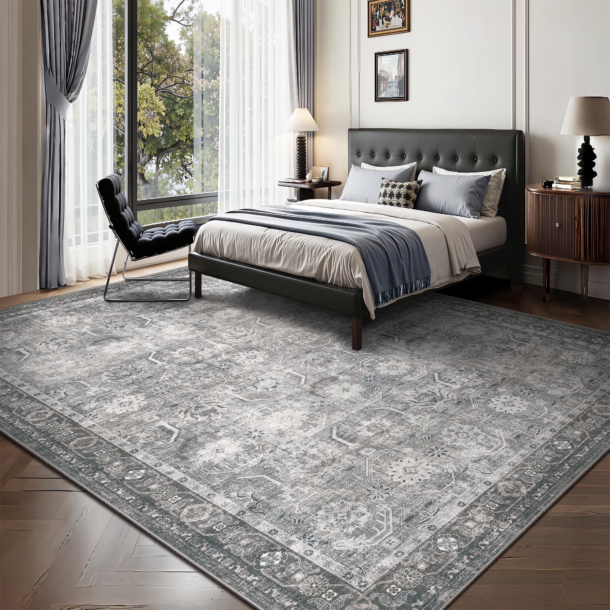 Woodbruy rug with non-slip backing stays stable in high-traffic areas