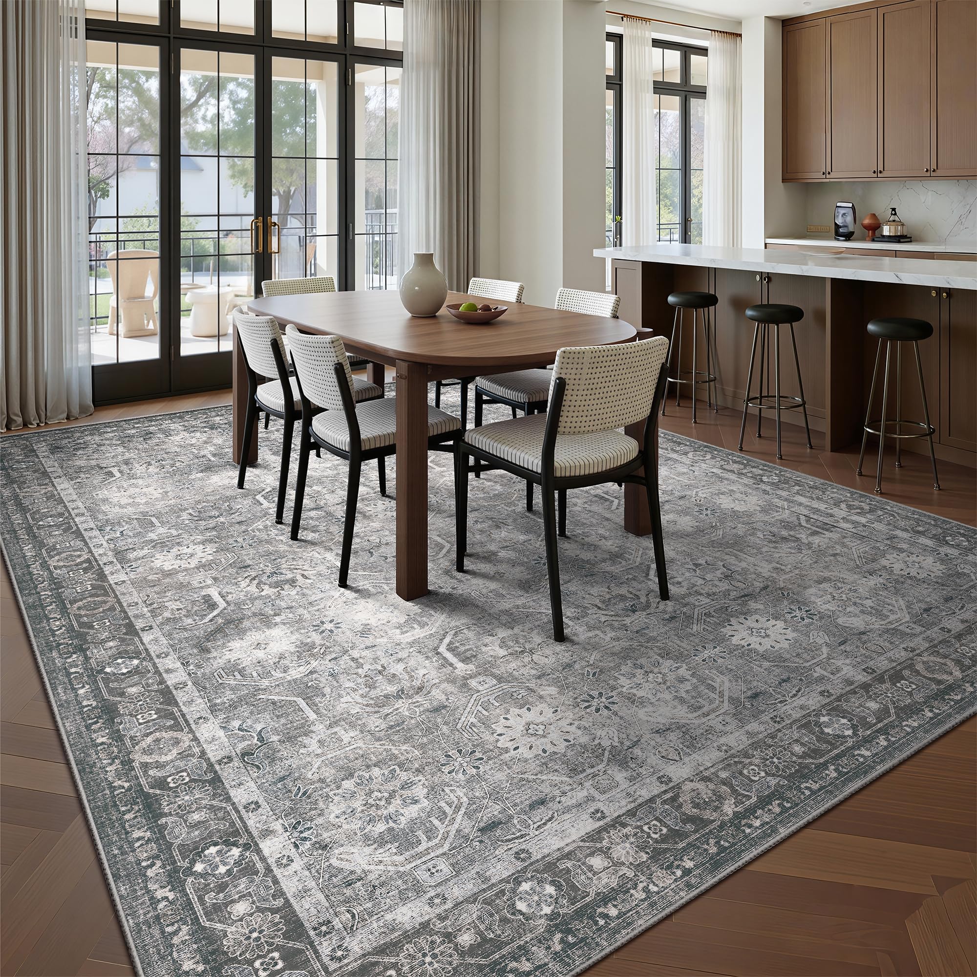 Woodbruy washable rug designed for machine washing and easy cleanup