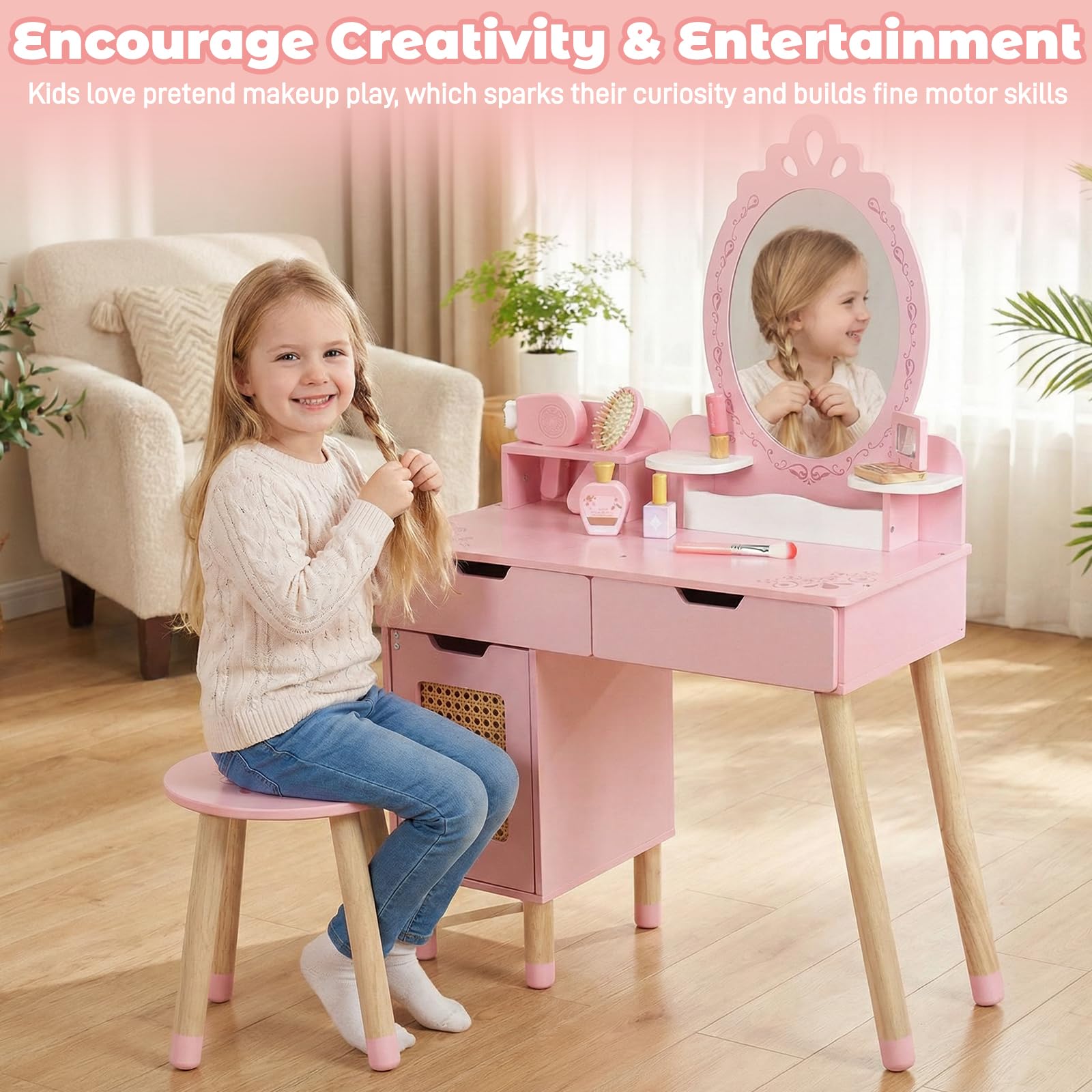 WOODENFUN sturdy stool designed for kid-friendly seating during play