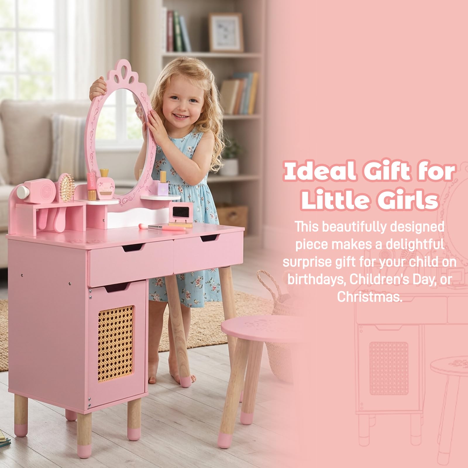 WOODENFUN vanity storage drawers with cabinet to keep treasures tidy