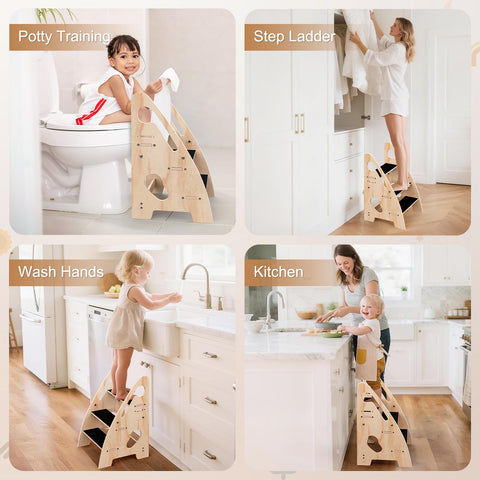 Woodever multi-use kids stool ideal for kitchen, bathroom, or bedroom tasks