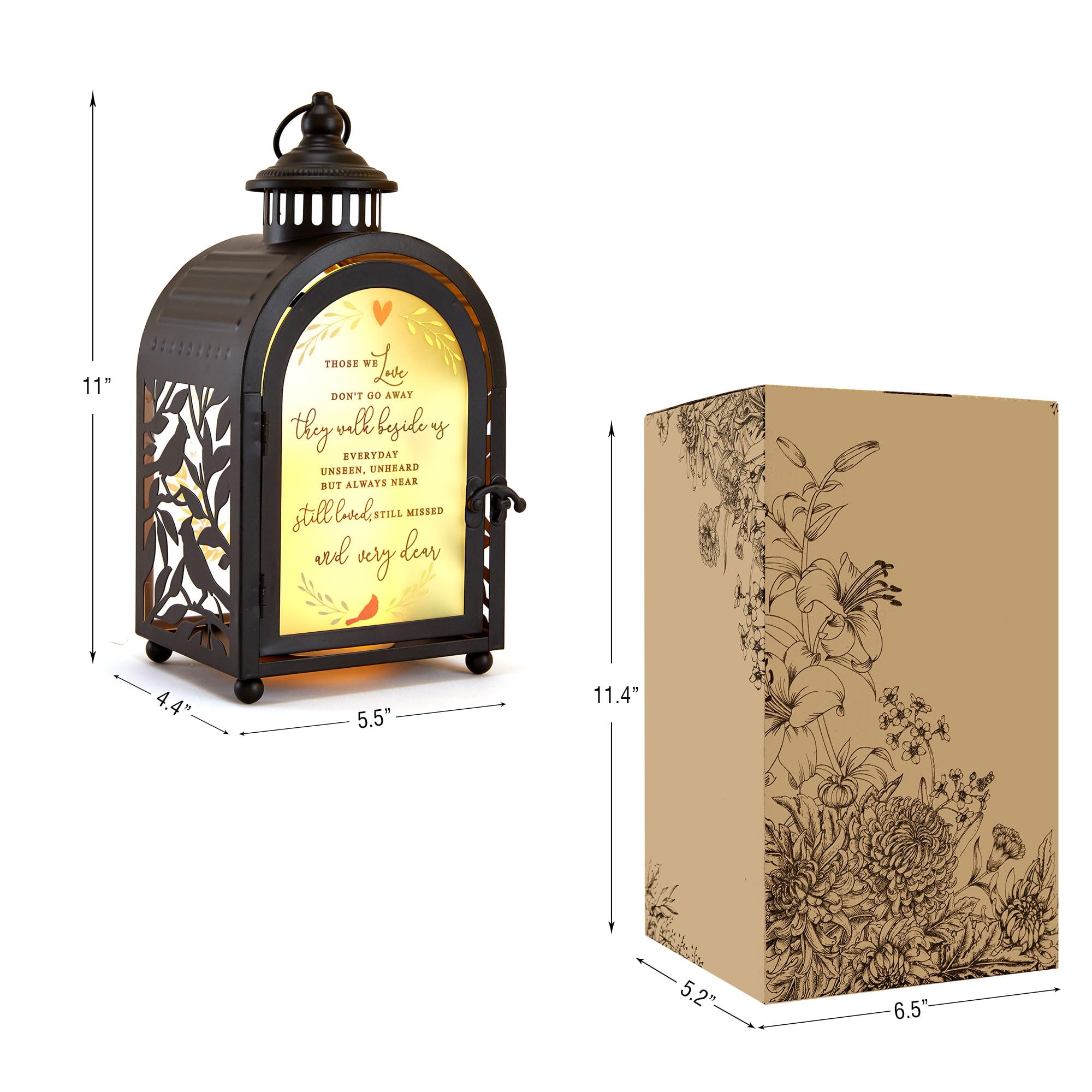 Woodexpe Sympathy Memorial Lantern cardinal-detail highlight enhances remembrance.