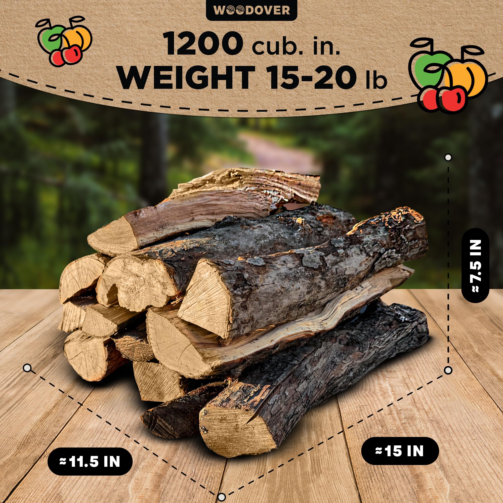 Woodover fire starters with logs for quick, clean ignition.