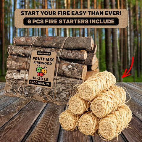 Woodover fireplace-ready logs arranged for steady warmth with minimal smoke.