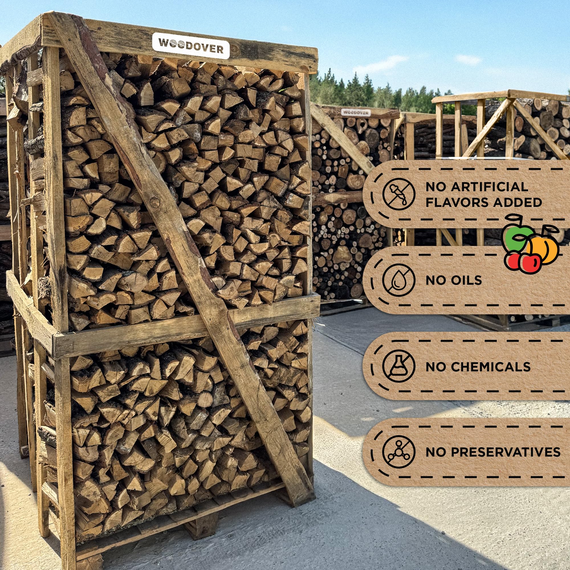 Woodover solo stove-ready logs for compact outdoor cooking setups.