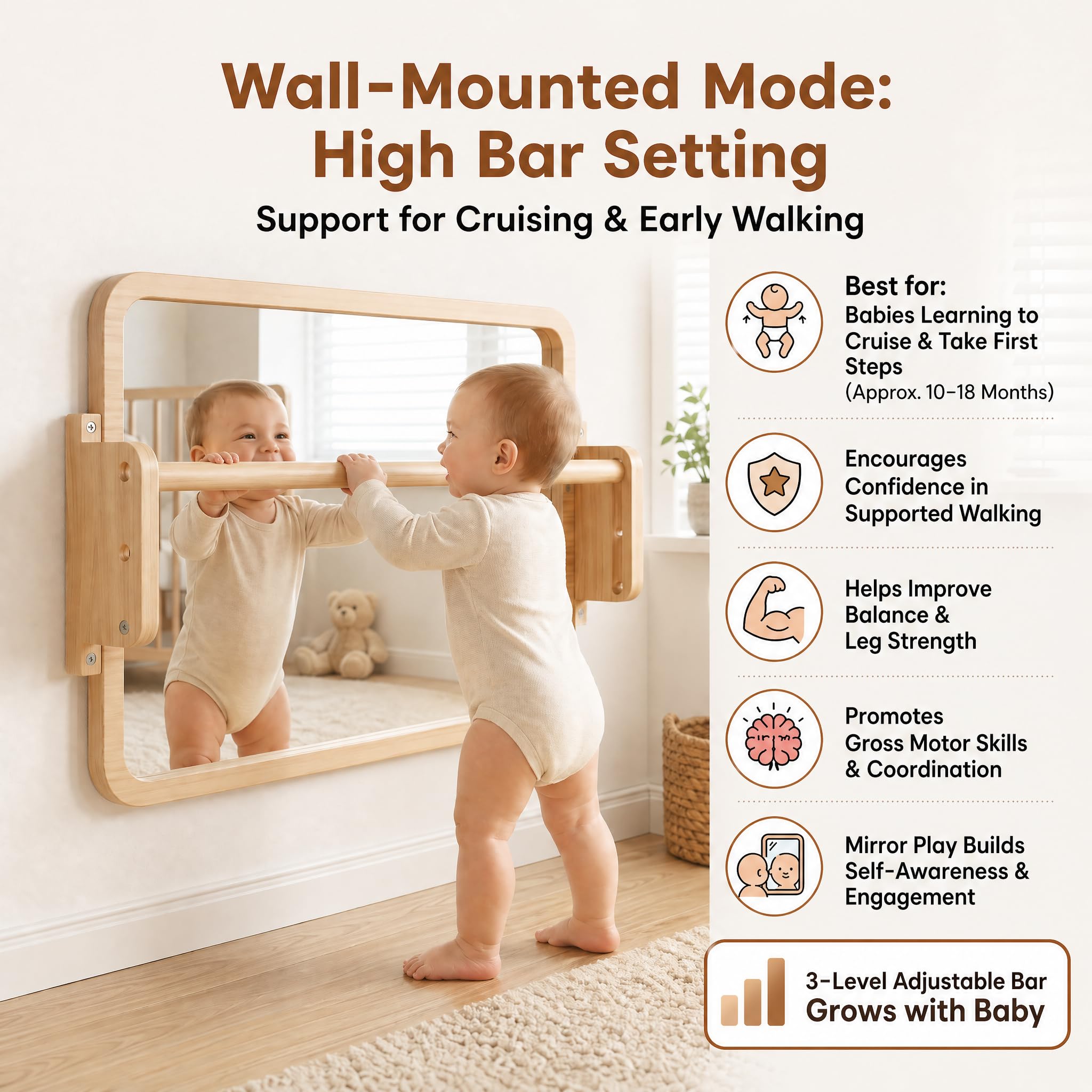 Woodtoe compact mountable mirror ideal for nurseries and daycares