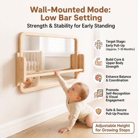 Woodtoe mirror with shatterproof acrylic and rounded edges for safe play