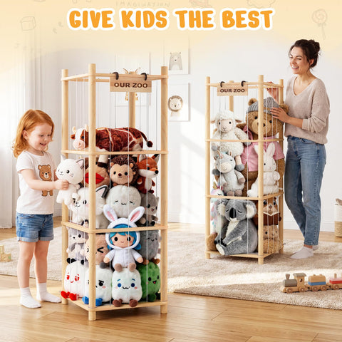 Woodure 2pc stuffed animal storage set provides ample plush toy storage.