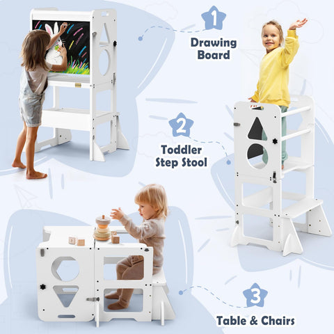 Woodure 4-in-1 converts to table and chair for activities.