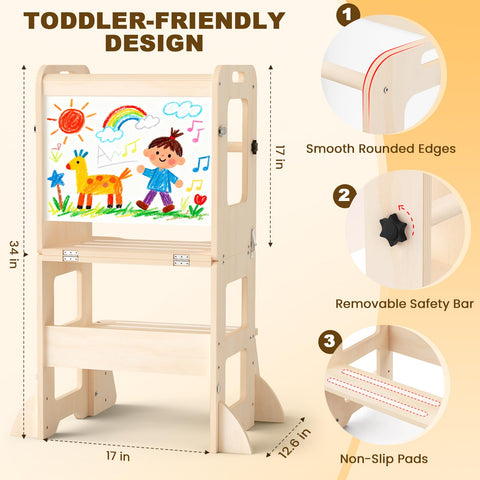Woodure built-in whiteboard enhances creativity during play and drawing.