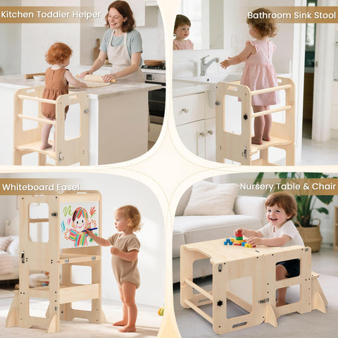 Woodure foldable design saves space between activities and meals.