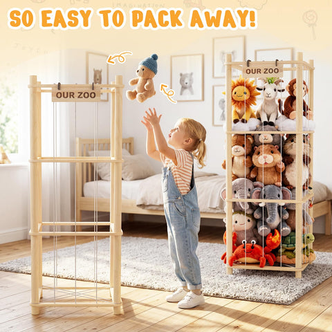 Woodure pine wood zoo storage tower adds durable, neat display.