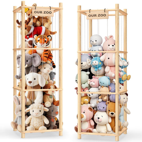 Woodure stuffed animal storage zoo shelf assembly keeps toys organized and accessible.