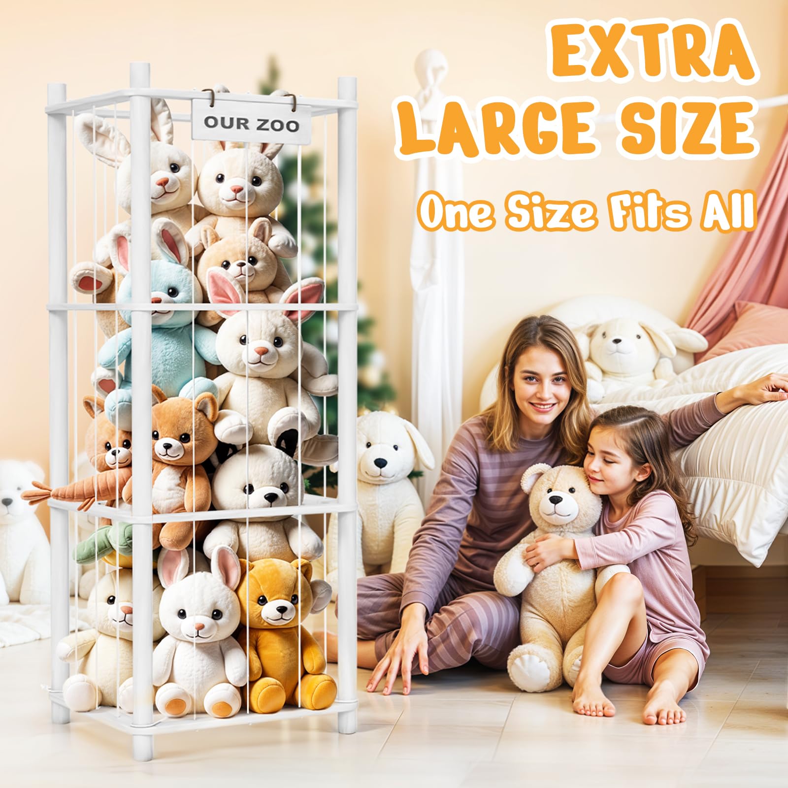 Woodure stuffed animal storage zoo top view captures spacious interior for many plushies.