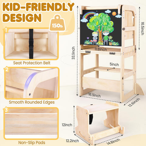 Woodure wooden tower foldable design for compact storage and easy setup