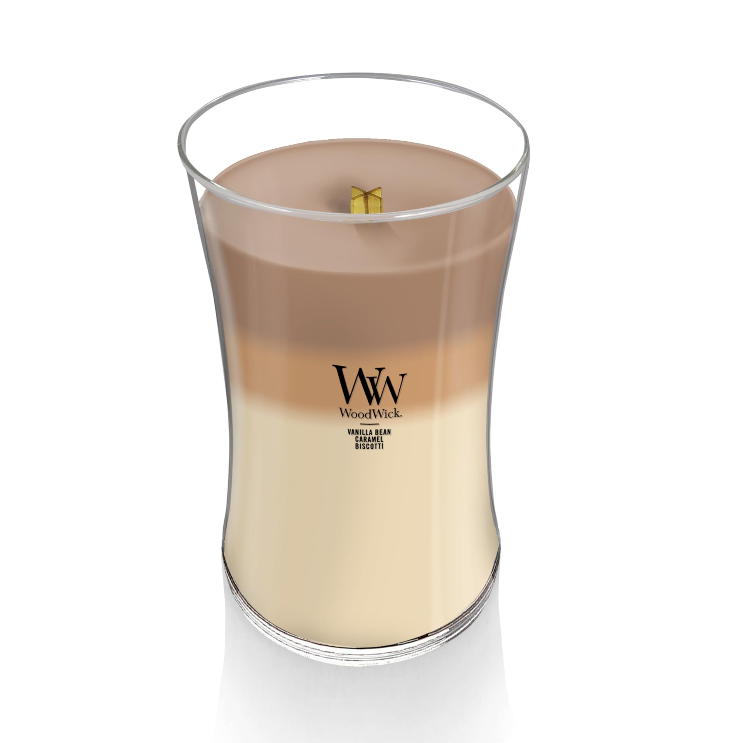 WoodWick Café Sweets Trilogy wax pool forms a generous melt for even fragrance release