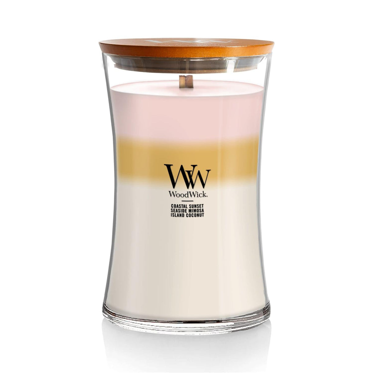WoodWick Island Getaway Coastal Sunset candle creates warm seaside ambiance