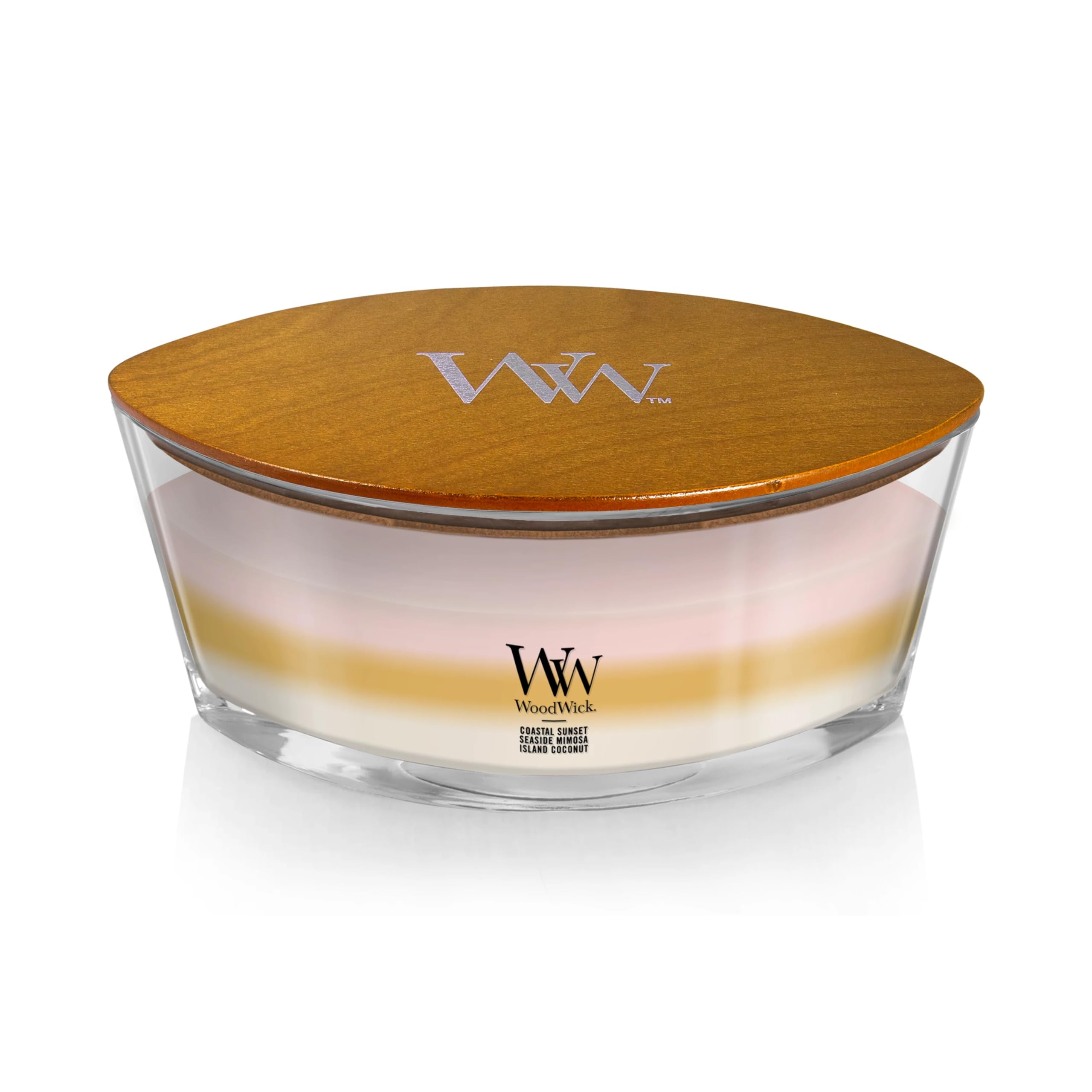 WoodWick Island Getaway Ellipse Candle Island Coconut evoking tropical escape at home